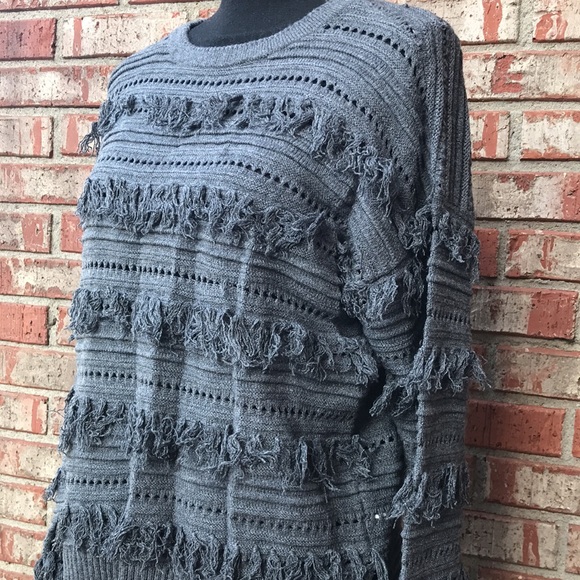 🚨B2G1 New MICHEAL MICHAEL KORS Grey Fringed Knit Sweater - Picture 2 of 8